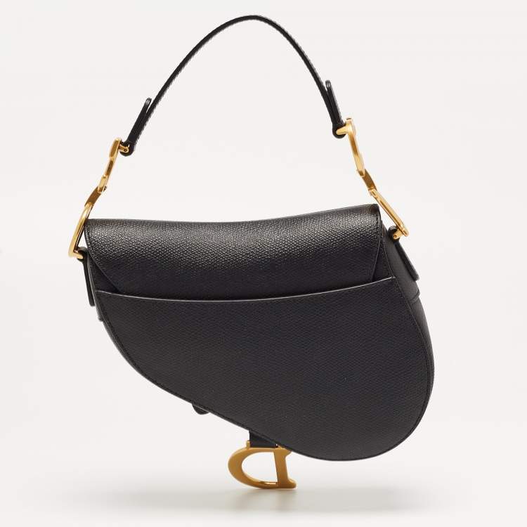 Pre Owned Dior Black Leather Mini Saddle Bag