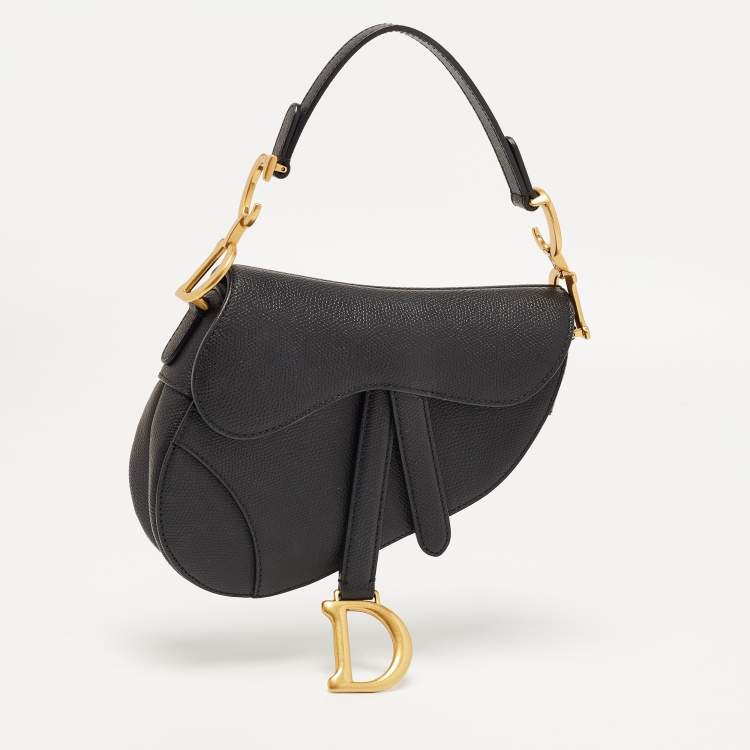 Pre Owned Dior Black Leather Mini Saddle Bag