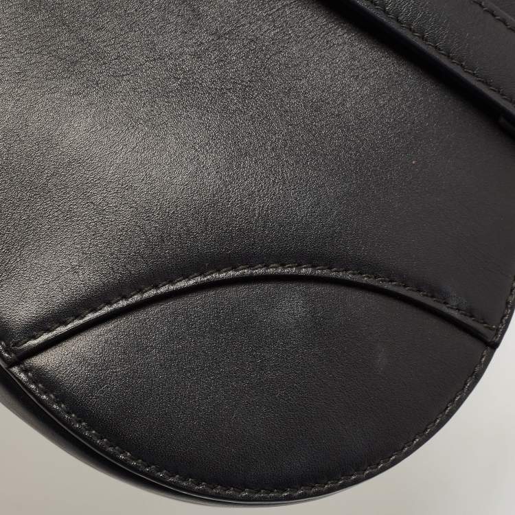 Pre Owned Dior Black Leather Mini Saddle Bag