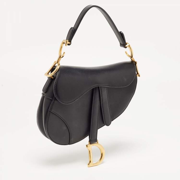 Pre Owned Dior Black Leather Mini Saddle Bag