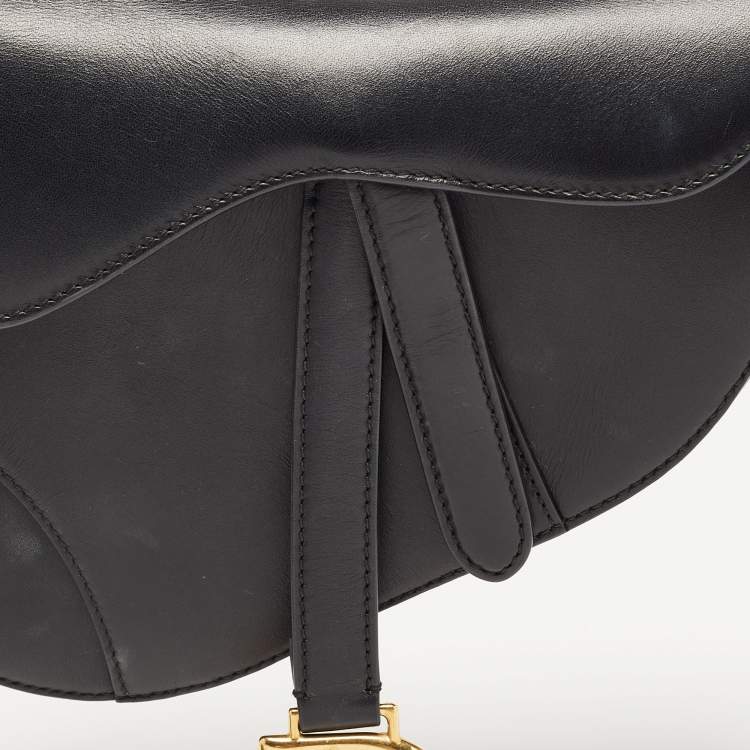 Pre Owned Dior Black Leather Mini Saddle Bag