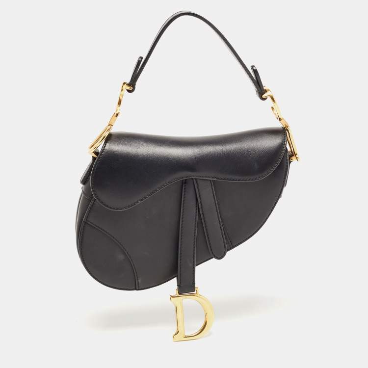 Pre Owned Dior Black Leather Mini Saddle Bag