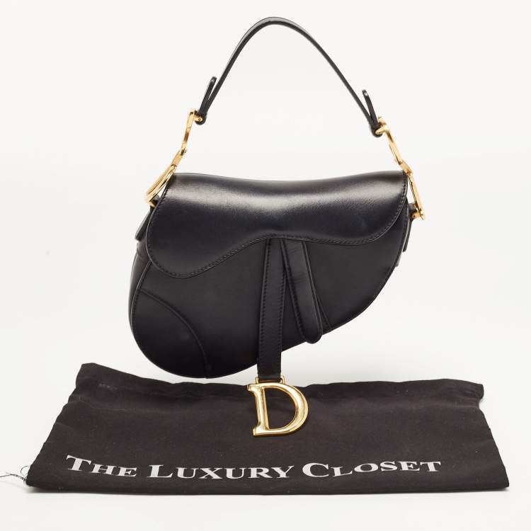 Pre Owned Dior Black Leather Mini Saddle Bag
