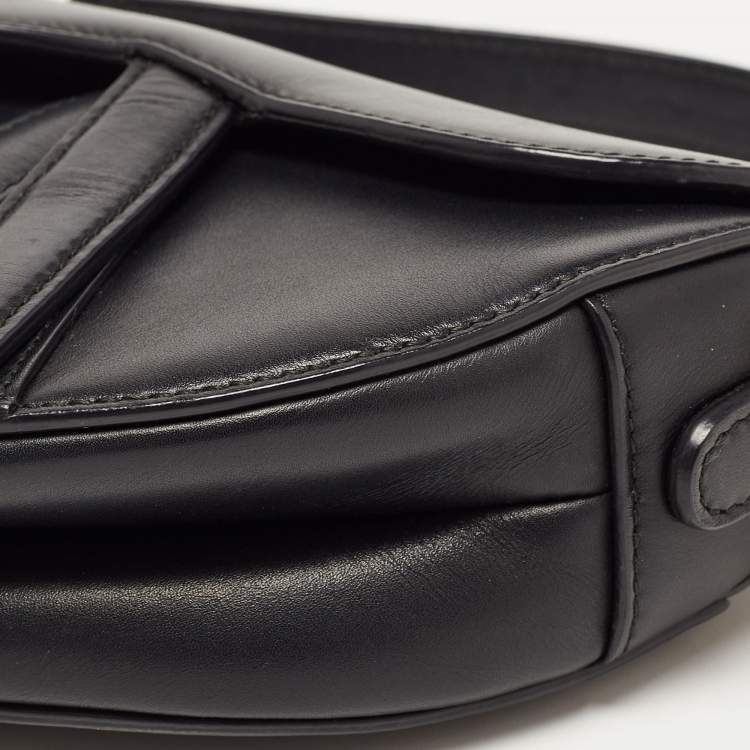 Pre Owned Dior Black Leather Mini Saddle Bag