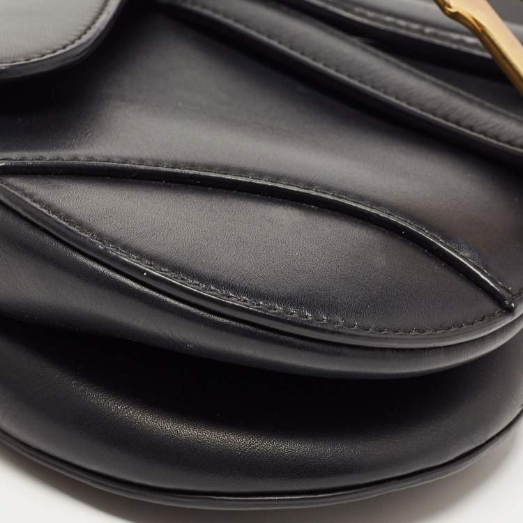 Pre Owned Dior Black Leather Mini Saddle Bag