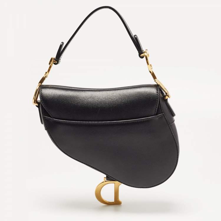 Pre Owned Dior Black Leather Mini Saddle Bag