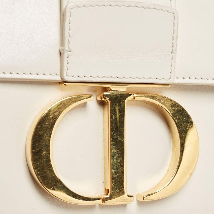 Pre Owned Dior White Leather 30 Montaigne Shoulder Bag