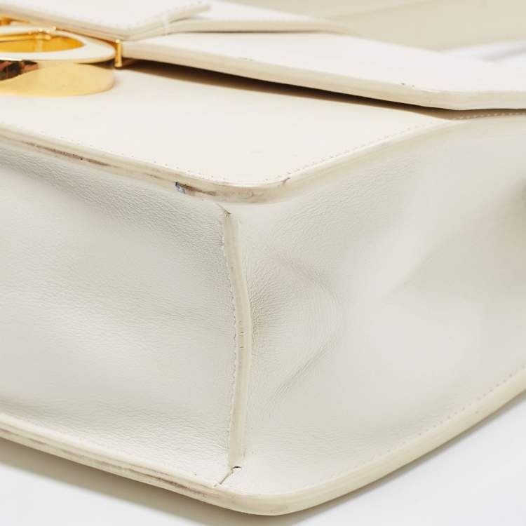 Pre Owned Dior White Leather 30 Montaigne Shoulder Bag