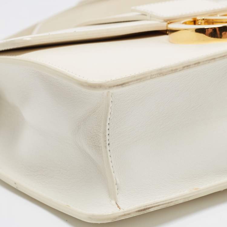 Pre Owned Dior White Leather 30 Montaigne Shoulder Bag