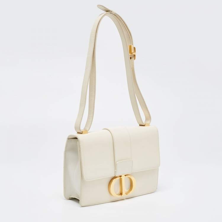 Pre Owned Dior White Leather 30 Montaigne Shoulder Bag
