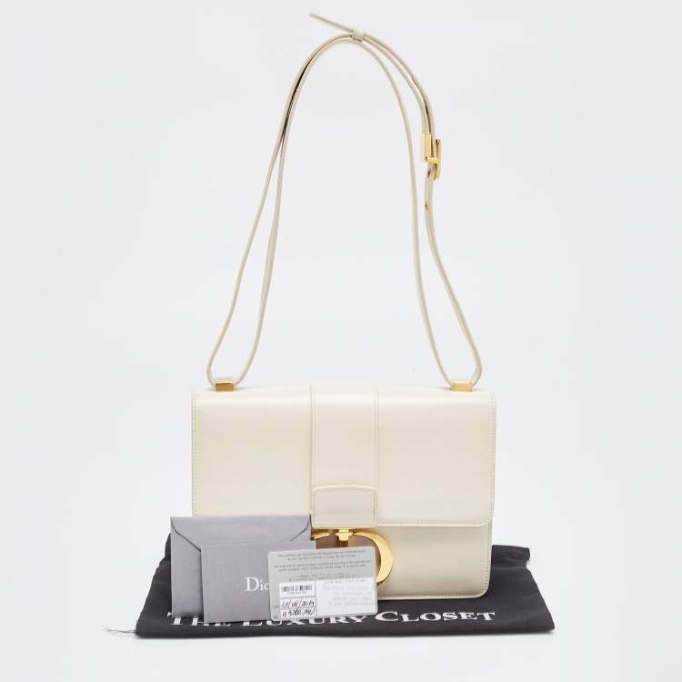 Pre Owned Dior White Leather 30 Montaigne Shoulder Bag