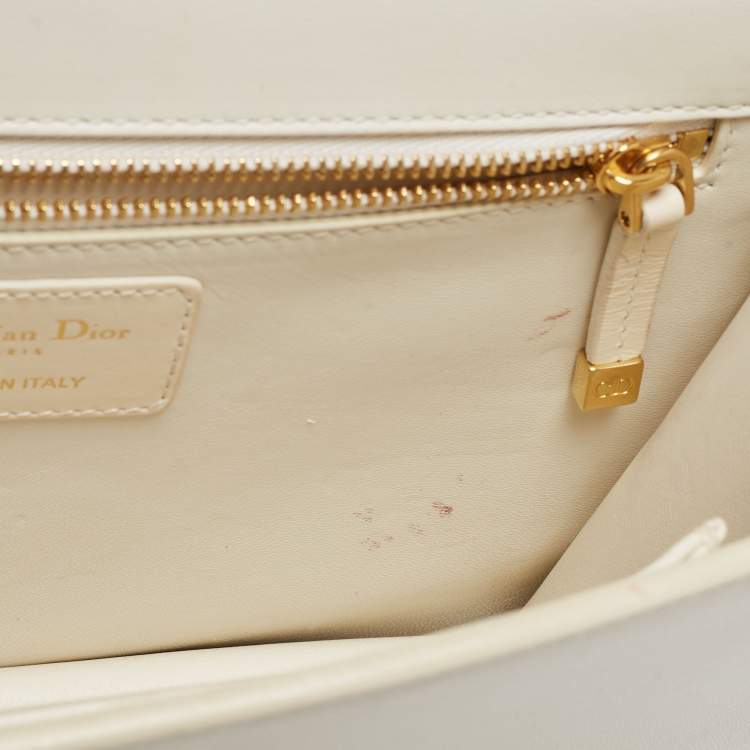 Pre Owned Dior White Leather 30 Montaigne Shoulder Bag