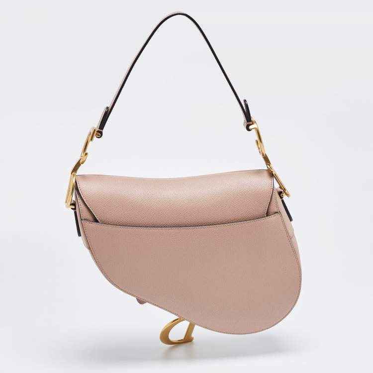 Pre Owned Dior Pink Leather Saddle Bag