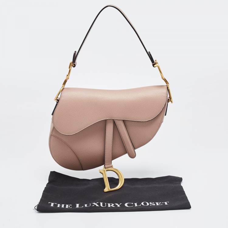 Pre Owned Dior Pink Leather Saddle Bag