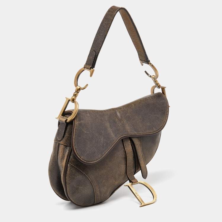 Pre Owned Dior Brown Leather Saddle Bag