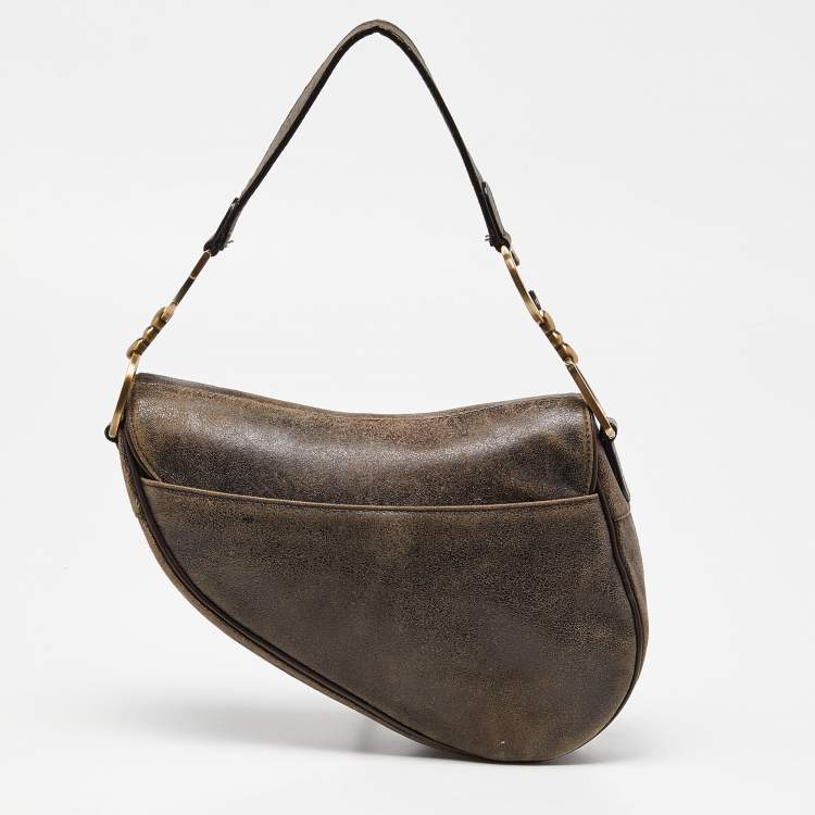 Pre Owned Dior Brown Leather Saddle Bag