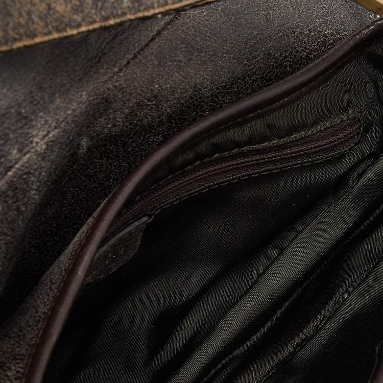 Pre Owned Dior Brown Leather Saddle Bag
