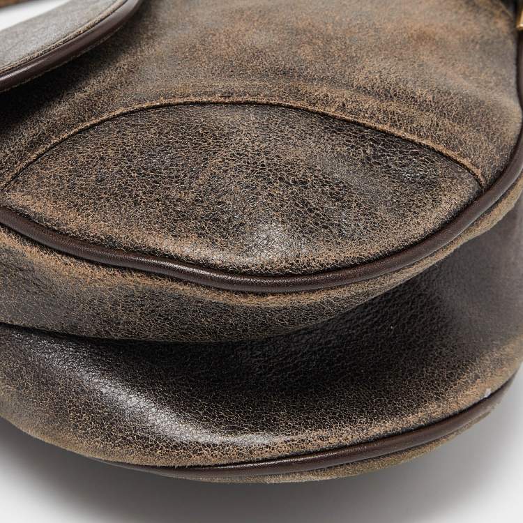 Pre Owned Dior Brown Leather Saddle Bag