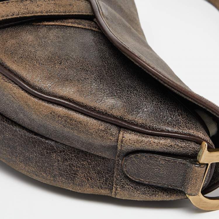 Pre Owned Dior Brown Leather Saddle Bag