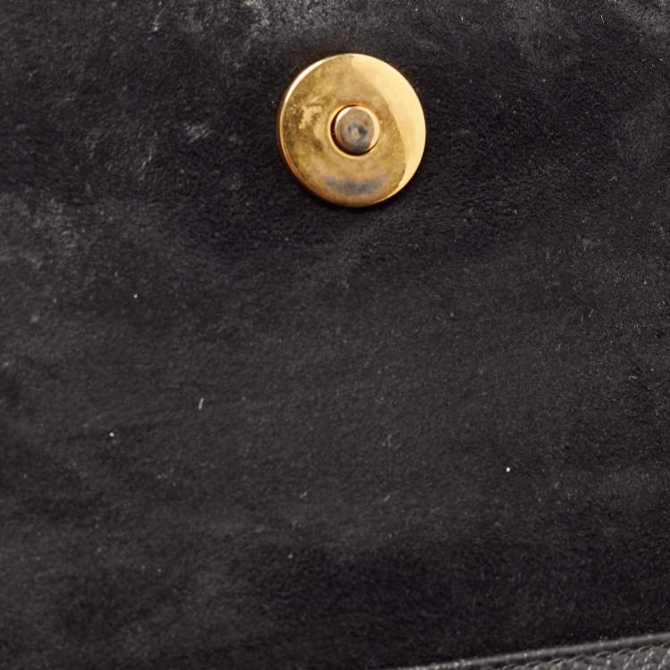 مملوكة مسبقًا Dior Black Grained Leather Saddle Chain Pouch