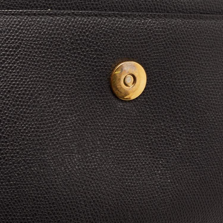 مملوكة مسبقًا Dior Black Grained Leather Saddle Chain Pouch