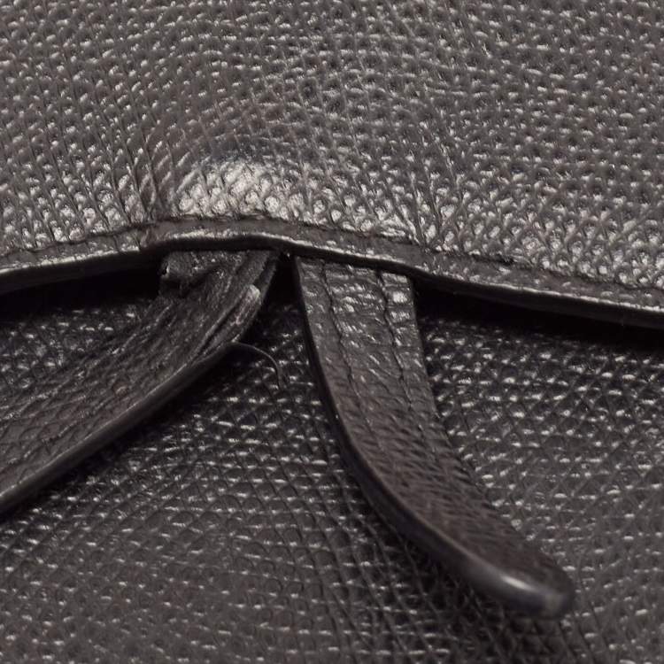 مملوكة مسبقًا Dior Black Grained Leather Saddle Chain Pouch