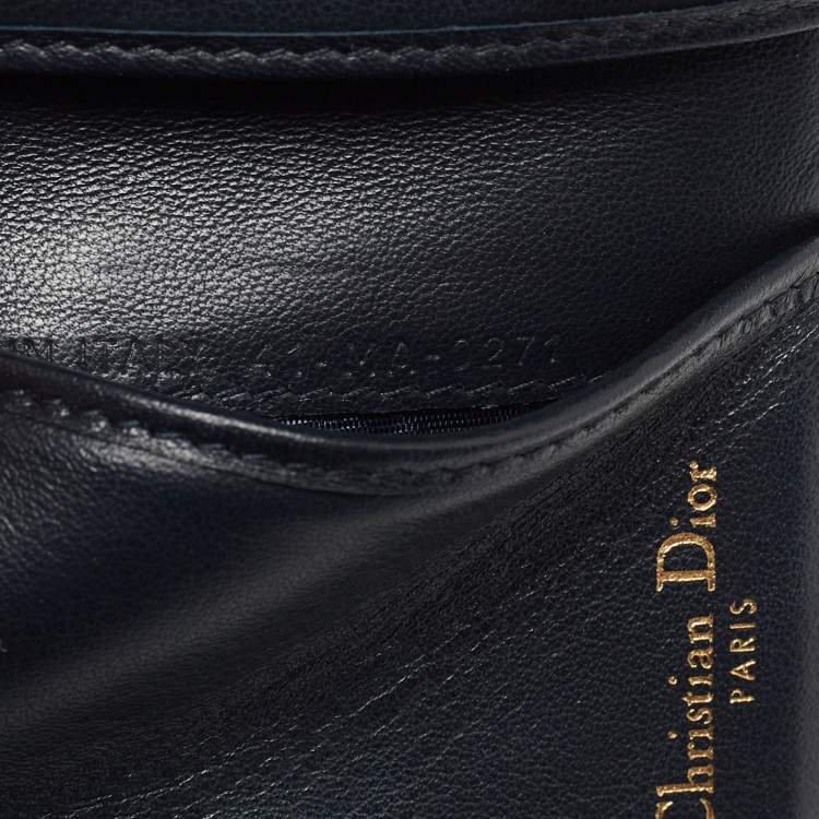 Pre Owned Dior Blue Oblique Canvas Saddle Card Holder