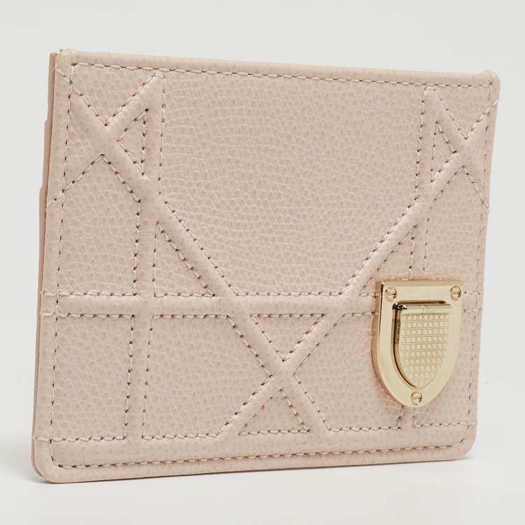 Pre Owned Dior Pink Cannage Leather Diorama Card Holder
