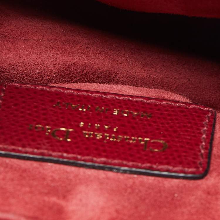 Pre Owned Dior Red Leather Mini Saddle Bag