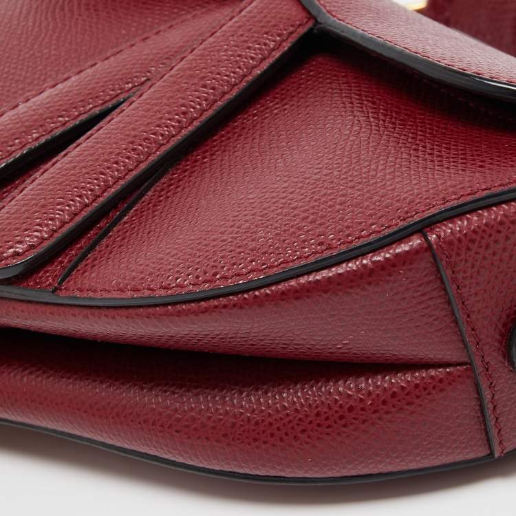 Pre Owned Dior Red Leather Mini Saddle Bag