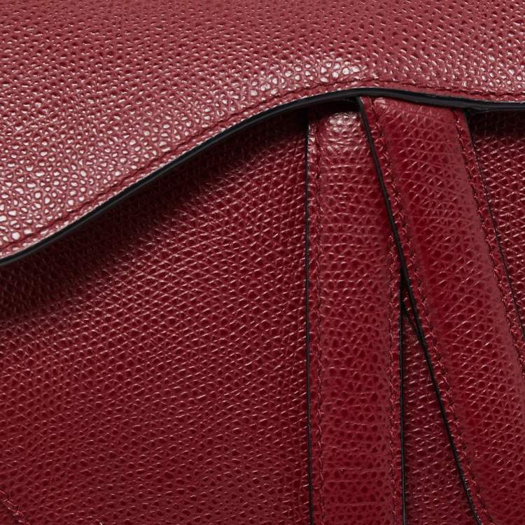 Pre Owned Dior Red Leather Mini Saddle Bag