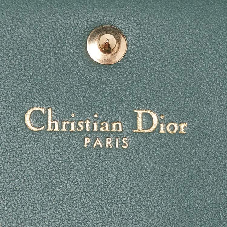 Pre Owned Dior Green Leather Diorama Trifold Wallet