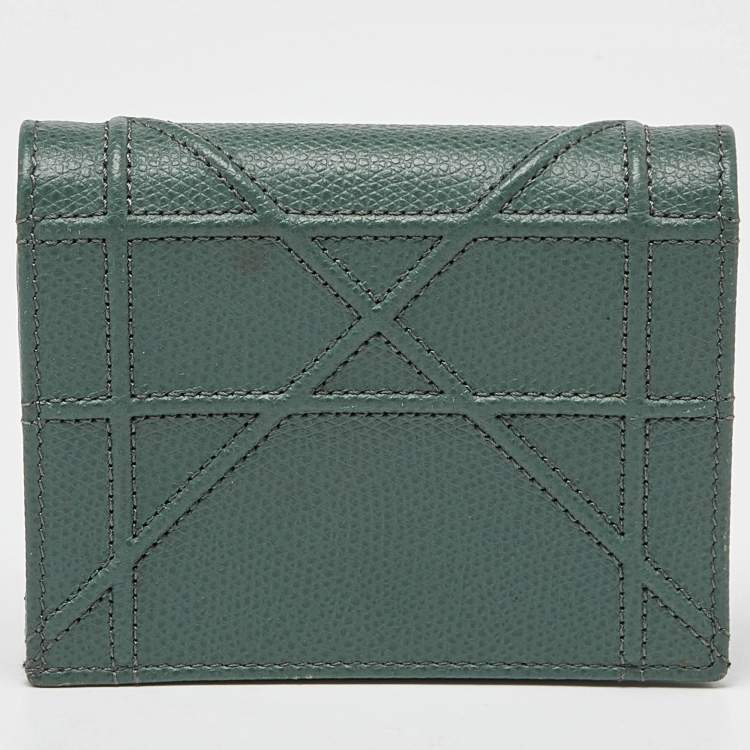 Pre Owned Dior Green Leather Diorama Trifold Wallet