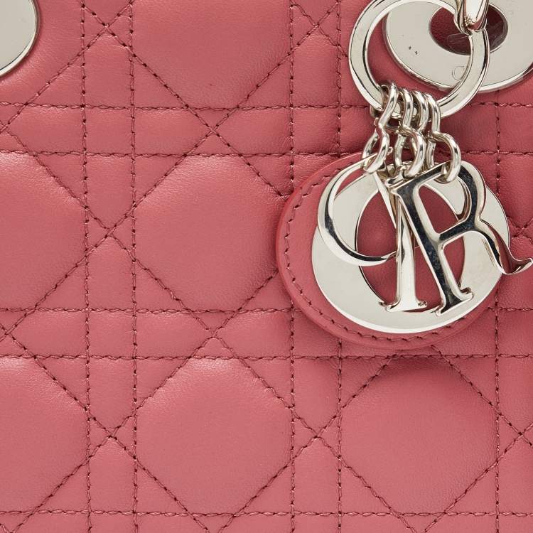 Pre Owned Dior Pink Cannage Leather Mini Lady Dior Tote