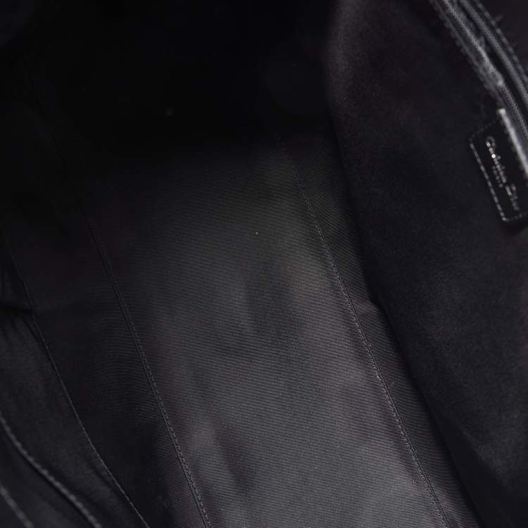 Pre Owned Dior Black Diorissimo Canvas Embroidered Flowers Large Tote 