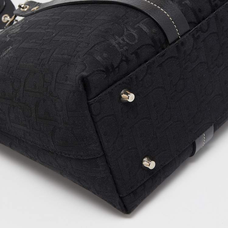 Pre Owned Dior Black Diorissimo Canvas Embroidered Flowers Large Tote 