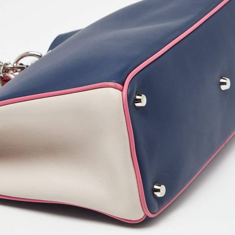 Pre Owned Dior Tri Color Leather Medium Diorissimo Shopper Tote