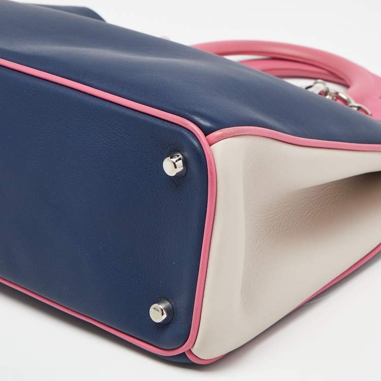 Pre Owned Dior Tri Color Leather Medium Diorissimo Shopper Tote