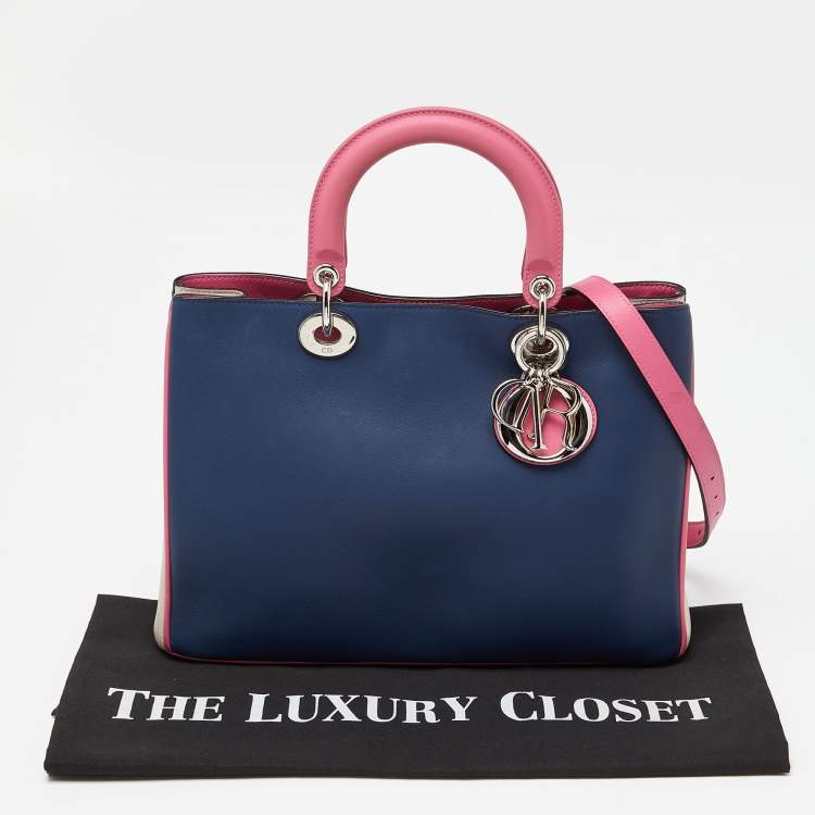 Pre Owned Dior Tri Color Leather Medium Diorissimo Shopper Tote