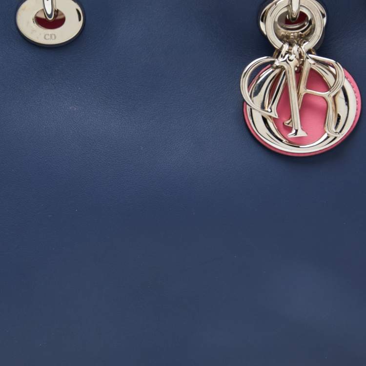 Pre Owned Dior Tri Color Leather Medium Diorissimo Shopper Tote