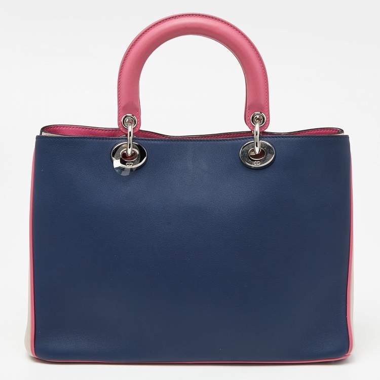 Pre Owned Dior Tri Color Leather Medium Diorissimo Shopper Tote