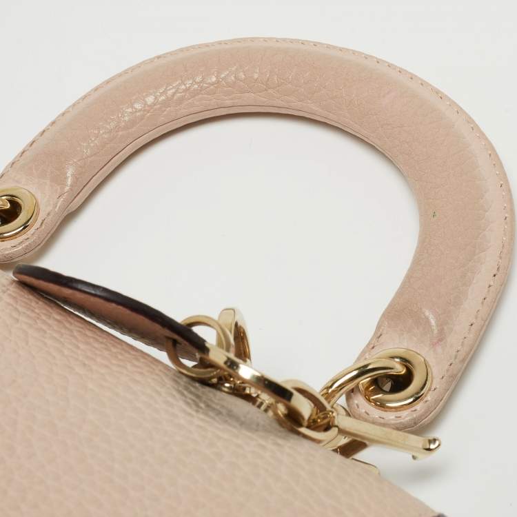 Pre Owned Dior Light Pink Leather Mini Be Dior Top Handle Bag