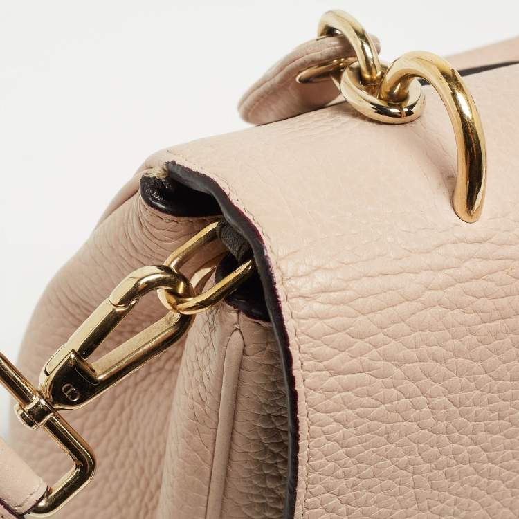 Pre Owned Dior Light Pink Leather Mini Be Dior Top Handle Bag