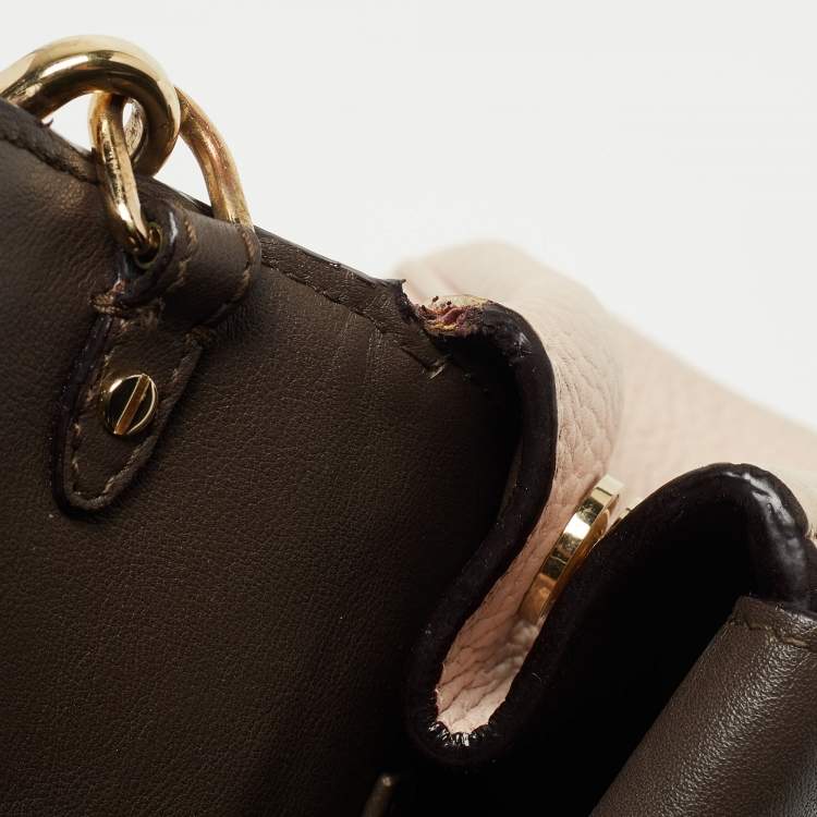 Pre Owned Dior Light Pink Leather Mini Be Dior Top Handle Bag