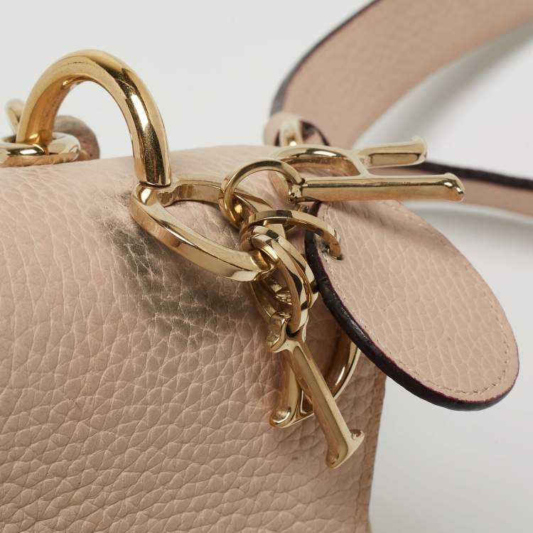 Pre Owned Dior Light Pink Leather Mini Be Dior Top Handle Bag