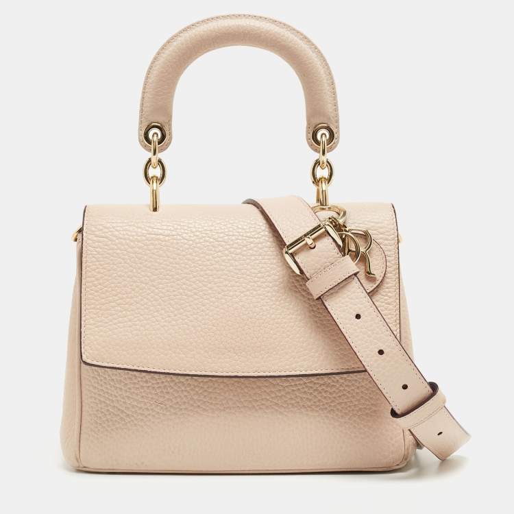 Pre Owned Dior Light Pink Leather Mini Be Dior Top Handle Bag