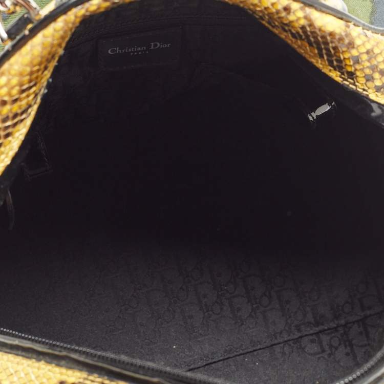 Pre Owned Dior Multicolor Animal Print Canvas And Python Gambler Dice Bowling Bag