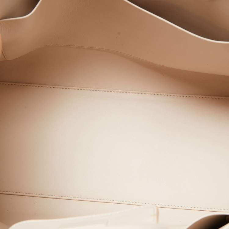 Pre Owned Dior Two Tone Beige Leather Large Diorever Top Handle Bag