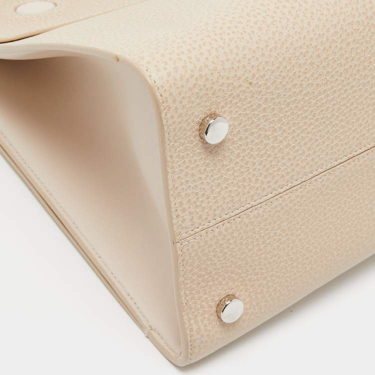 Pre Owned Dior Two Tone Beige Leather Large Diorever Top Handle Bag