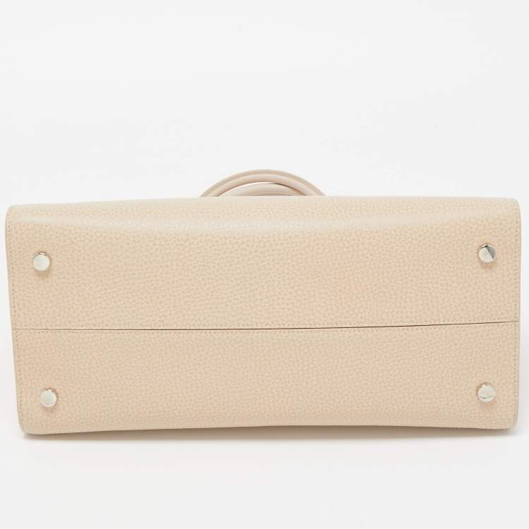 Pre Owned Dior Two Tone Beige Leather Large Diorever Top Handle Bag